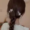 Exquisita Horquilla Coreana para Mujer, Pinza para el Cabello con Forma de Cruz de Aspecto de Alta Gama, Pinza Lateral de Pedrería, Accesorio para el Cabello, Elegante Pinza para Flequillo, Doble Pinza