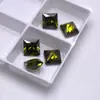 Zircônio Quadrado Verde Oliva Pedra Solta Corte Princesa Brincos de Anel Verdes com Pedras Joias Diamante Quadrado DIY
