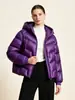 Chaqueta corta de plumón cómoda, ligera y sin presión con 95% de plumón de ganso blanco, abrigo cálido unisex con capucha para invierno 086