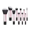 Kit de Pincéis de Maquiagem Mini com 10 Peças, Cabos de Cristal, Estilo Portátil para Viagem, Pincel para Pó, Pincel para Contorno, Pincel para Blush