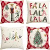 Funda de Cojín Navideña de Dibujos Animados de Papá Noel de Amazon Decoración para Fiesta Navideña Cojín para Sofá Funda de Cojín para Dormitorio Mesita de Noche