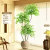 Planta Artificial Verde Nandina Bambu Planta Falsa High-End Luxo Leve Árvore Decorativa para Sala de Estar Ornamentação de Chão Interna Grande em Vaso