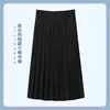 Falda Plisada JK Japonesa Verano Básica Uniforme Falda para Mujer Genuina Color Negro Puro Cianótico Estilo Conjunto de Faldas