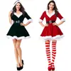 Vestido Navideño Verde Oscuro para Mujer con Capucha de Felpa Disfraz Navideño Traje de Cosplay para Fiesta Navideña de Adultos