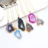 Colgante de Geoda de Ágata Natural Piedra Cruda Irregular Colgante Electrochapado Collar de Ágata de Piedra Natural Venta Caliente Transfronteriza al por Mayor