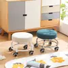 Taburete Pequeño Giratorio para Uso Doméstico, Banco Pequeño con Ruedas, Taburete Bajo para Apartamentos de Alquiler, Taburete Redondo de Ahorro de Espacio de Moda
