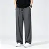Calça masculina casual de alta qualidade, com bom caimento, de fábrica de comércio exterior, estilo coreano, de seda gelada, reta, solta e fina, calça para atividades ao ar livre com sensação de frescor, de secagem rápida