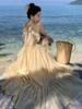 Vestido de Vacaciones Junto al Mar de Super Hada para Mujer Verano Espalda Descubierta Tirantes Falda Larga Ambiente de Alta Gama Foto de Viaje Falda de Hada