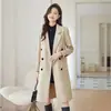 Traje de nuevo estilo para mujeres petite 2026 abrigo largo abrigo de temperamento suelto de doble botonadura hasta la rodilla de alta gama versátil