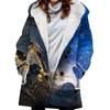 Venda quente transfronteiriça 2023 novo trench coat feminino inverno espessado imitação cordeiro estilo europeu e americano costura cor encapuzado atacado