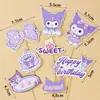 Decoración de pastel de cumpleaños temática de Kulomi de moda para hacer tú mismo, inserto de dibujos animados con palo de bambú, tarjeta de decoración para hornear al por mayor