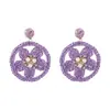 E13765 Pendientes de Flor de Rafia Tejida a Mano Transfronterizos con Diamantes y Perlas Estilo Resort Costero Pendientes Populares para Mujeres