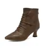 Zapatos de mujer de talla grande transfronterizos, comercio exterior, botas de mujer de talla grande de punta fina, botines de tacón medio europeos y americanos, envío directo desde la fábrica 77-3, comercio exterior