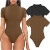 2024 Amazon Explosions Roupas corporais femininas europeias e americanas Sexy Rib Gola alta Manga curta Top Yoga Roupas corporais