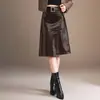 Moderna Falda de Cuero PU de Cocodrilo para Mujer, Nueva Colección Otoño 2026, Falda Bodycon de Cintura Alta Adelgazante, Elegante Falda Línea A para el Trabajo