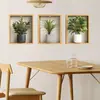 Adesivos de Parede com Plantas Verdes 3D Transfronteiriços em Vasos para Sala de Estar, Decoração de Paisagem de Fundo para Casa, Revestimento de Parede em PVC Autoadesivo