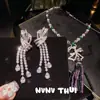 Nvnv Acc Bola de Vidro Flor Fruta Bolsa Laço Colar de Pedra Preciosa Alta Definição Jantar Gota d'Água Conjunto de Brincos