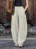26 Otoño Nuevo Algodón y Lino Moda Femenina Único Lavado a la Arena Patchwork de Ramio Cepillado Casual Pantalones Harem para Mujer Pantalones Linterna para Mujer