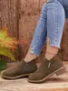 Otoño 2023 nuevo europeo y americano tacón bajo comercio exterior talla grande Botas Martin para mujer gamuza cremallera lateral moda botines cortos venta al por mayor