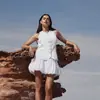 Conjunto de Dos Piezas para Mujer Rusa de Algodón: Chaleco con Flores y Falda de Burbujas, Nuevo 2025, Top sin Mangas y Falda Corta