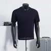 Luxo Leve Estilo Old Money Verão 2026 Masculino Respirável Malha Canelada Casual Moda Versátil Gola Redonda Manga Curta Camiseta