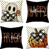 Capa de Almofada Halloween Mais Vendida Transfronteiriça Estampa de Abóbora Fantasma Almofada de Sofá Cabeceira de Cama Decoração de Festival Almofada