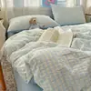 2026 Novo Modelo Conjunto de Quatro Peças Estampado em Algodão Colorido Classe A, Gaze Dupla Camada Fresca e Simples, Conjunto de Roupa de Cama para Todas as Estações