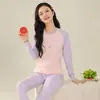 Conjunto de Roupa Íntima Térmica de Algodão Puro para Meninas - Outono - Calça Longa e Blusa - Pijama Infantil - Camada Base de Algodão