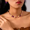 Colar e Brincos Europeus e Americanos Transfronteiriços de Pérolas Emendadas Vintage, Conjunto de Joias de Luxo Leve de Alta Qualidade, Acessórios Elegantes Estilo Palácio