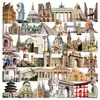 50 Pegatinas Transparentes con Imágenes de Monumentos de Ciudades del Mundo para Decorar Fundas de Teléfono, Cascos, Patinetas y Maletas