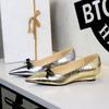 7200-H81 Hepburn Lujo Ligero Cuña Versátil Boca Baja Zapatos sin Cordones con Lazo, Zapatos Planos Elegantes de Punta Fina para Mujer