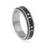 Anillo de acero de titanio de gran venta europeo y americano para hombre, anillo giratorio con personalidad de nicho, sol, luna y estrella, joyería de acero inoxidable