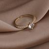 Anillo Geométrico de Moda Super Flash de Zirconia Grande Individual Anillo Micro-incrustado Estilo Celebridad Anillo Abierto para el Dedo Índice Transfronterizo Europa y América