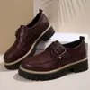 Nuevos mocasines vintage con hebilla desgastada transfronterizos para mujer, zapatos planos de cuero suave sin cordones estilo británico