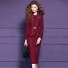 Terno de Moda Original Feimengyi em Mistura de Lã para Mulheres, Vestido Colete Elegante e Sofisticado de Inverno com Cintura Marcada e Jaqueta