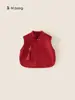 Ropa para Niños Bangxuan Conjunto de Dos Piezas Invierno Estilo Chino para Niños con Forro Polar, Chaleco Rojo, Pantalones Jogger para Niños, Conjunto Infantil
