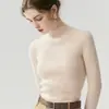 Suéter 100% cachemir puro para mujer, con cuello semi-alto, corte ajustado y diseño de punto, perfecto como capa base cálida para otoño e invierno.