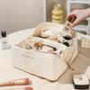Bolsa de cosméticos blanca de gran valor con forma de almohada, bolsa de cosméticos portátil de cuero sintético de gran capacidad, bolsa de almacenamiento de cosméticos estilo Ins