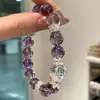 Pulseira de Ametista Boliviana Natural com Contas para Mulheres Contas de Transferência de Cristal Branco Pulseira de Luxo Leve de Alta Qualidade Atacado