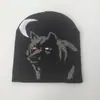 Gorro de Deportes al Aire Libre con Tótem de Lobo de Halloween Transfronterizo Gorro de Moda para Clima Frío Gorro Fresco de Punto Jacquard Pulóver para Correr