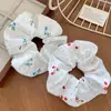 Laço de Cabelo Pequena Flor Vermelha Plissado de Renda com Bolinhas Coreano Corda para Rabo de Cavalo Fresca e Versátil Primavera e Verão Acessórios de Cabelo Novo Estilo