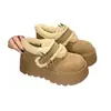 Sapatos de Neve de Algodão com Solado Grosso Feminino Inverno 2026 Novo Estilo Plus Veludo Engrossado Antiderrapante Outdoor Quente Aumento de Altura Sapato Retro Birkenstock