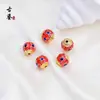 Cuentas Espaciadoras Antiguas de Oro Cloisonné de Trébol de Cuatro Hojas, Estilo Chino Filigrana Esmalte Patrón de Calabaza y Dragón Cuentas Sueltas para Pulseras DIY Cuentas Espaciadoras