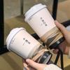 Taza de Té con Leche Estilo Chino Desechable con Película Táctil Taza para Café Frío con Tapa Vaso de Papel para Bebidas Calientes y Frías Para Llevar Comercial