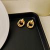 Aretes Geométricos Exagerados Europeos y Americanos para Mujer Estilo Japonés y Coreano Ins Aretes de Metal Envolventes Retorcidos Aretes Retro Circulares Transfronterizos