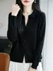 Camisa de punto fino de lana para mujer, holgada de manga larga, diseño único de rayas irregulares, top simple y favorecedor de manga larga