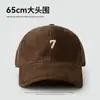 Boné de baseball de veludo cotelê Outono e Inverno masculino e feminino circunferência da cabeça grande mostra o rosto bordado pequeno número 7cem combinar estilo coreano boné com aba moda