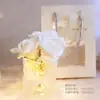 Lâmpada de Flor Rosa Famosa na Internet com Luz de Cristal e Base de Madeira Maciça, Dia dos Namorados, Festival Qixi, Decoração de Aniversário, Presente de Feriado