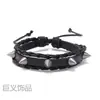 Pulsera de Cuero Punk de Comercio Exterior para Hombres Pulsera Hip-Hop Tachonada DIY Joyería Pulsera de Cuero Ajustable Retro Europea y Americana