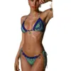 Bikini triangular vintage con borde de volantes florales, bikini sexy de espalda cruzada de cintura baja, comercio exterior transfronterizo 2026